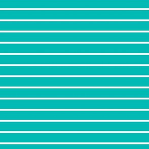 Horizontal Pin Stripe Pattern - Vivid Turquoise and White