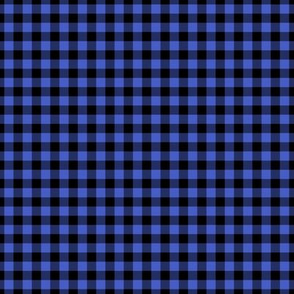 Small Gingham Pattern - Dark Cornflower Blue and Black