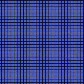 Small Grid Pattern - Dark Cornflower Blue and Black