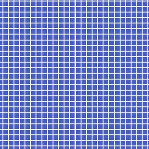 Small Grid Pattern - Dark Cornflower Blue and White