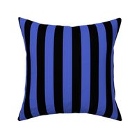 Large Vertical Awning Stripe Pattern - Dark Cornflower Blue and Black