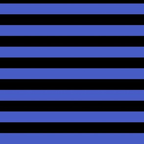 Horizontal Awning Stripe Pattern - Dark Cornflower Blue and Black