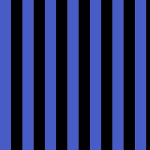 Vertical Awning Stripe Pattern - Dark Cornflower Blue and Black