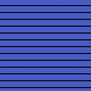 Horizontal Pin Stripe Pattern - Dark Cornflower Blue and Black