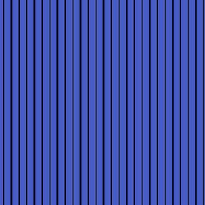 Small Vertical Pin Stripe Pattern - Dark Cornflower Blue and Black