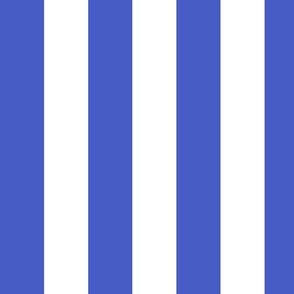 Large Vertical Awning Stripe Pattern - Dark Cornflower Blue and White