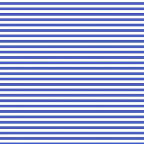 Small Horizontal Bengal Stripe Pattern - Dark Cornflower Blue and White