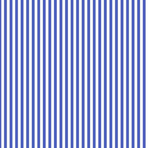 Small Vertical Bengal Stripe Pattern - Dark Cornflower Blue and White