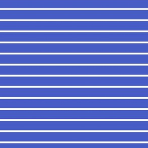 Horizontal Pin Stripe Pattern - Dark Cornflower Blue and White