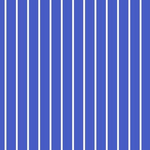 Vertical Pin Stripe Pattern - Dark Cornflower Blue and White