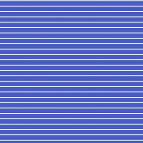 Small Horizontal Pin Stripe Pattern - Dark Cornflower Blue and White
