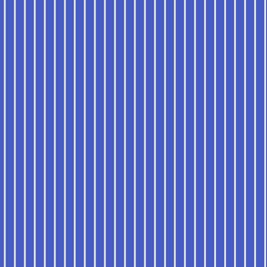 Small Vertical Pin Stripe Pattern - Dark Cornflower Blue and White