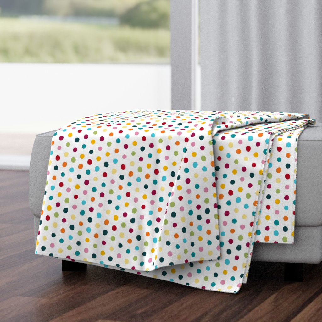 bohemian crooked dots on white - dots fabric