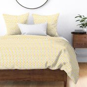 bohemian yellow crooked dots on white - dots fabric