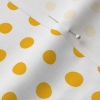 bohemian yellow crooked dots on white - dots fabric