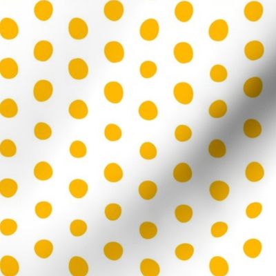 bohemian yellow crooked dots on white - dots fabric