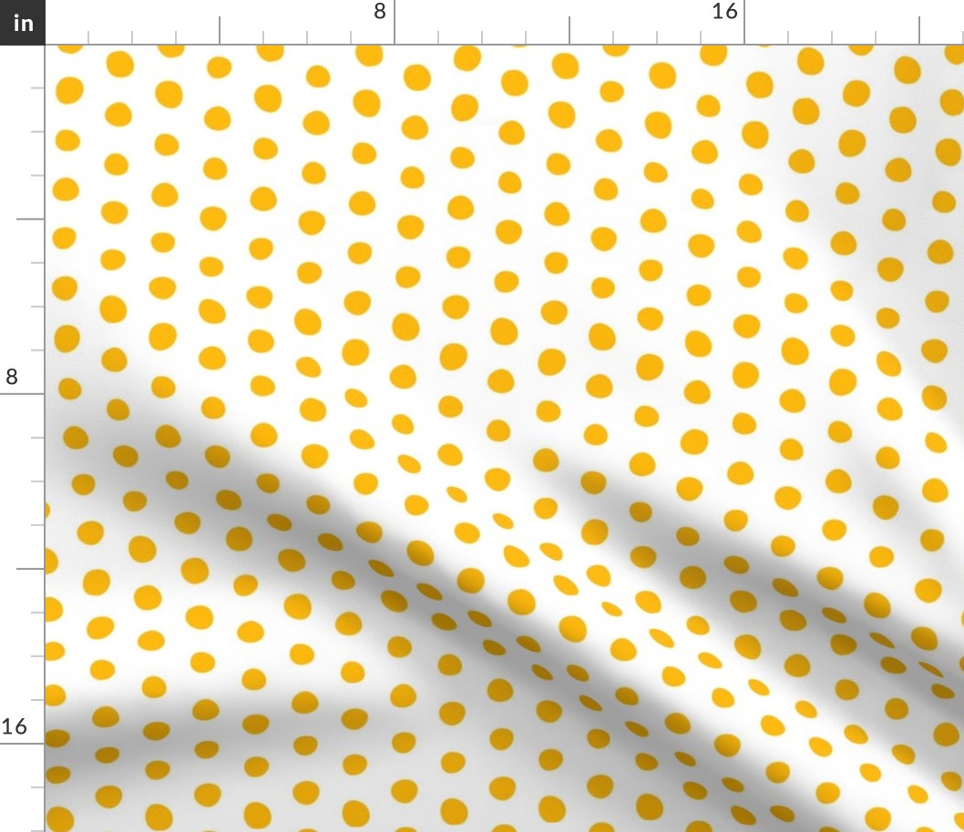 bohemian yellow crooked dots on white - dots fabric