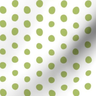 bohemian green crooked dots on white - dots fabric