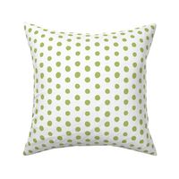 bohemian green crooked dots on white - dots fabric