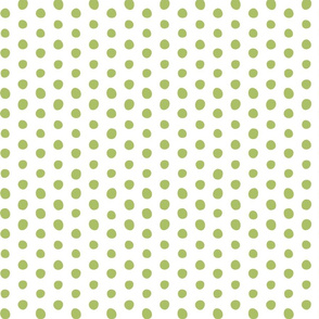 bohemian green crooked dots on white - dots fabric