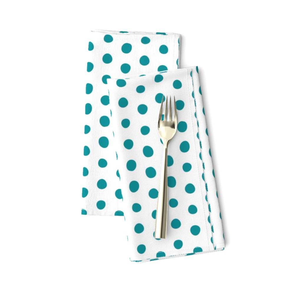 bohemian turquoise crooked dots on white - dots fabric