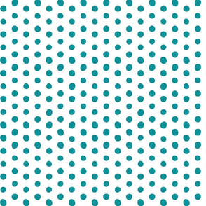 bohemian turquoise crooked dots on white - dots fabric