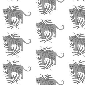 Jungle Panther - greyscale on white, medium 