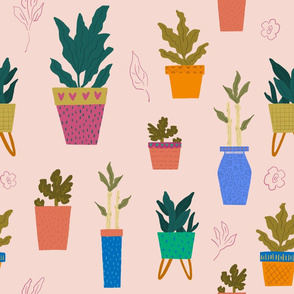 Blush Pink Plants Greenery Pots