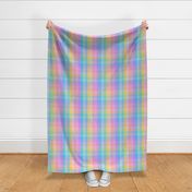 Rainbow Gingham check bright pink blue yellow purple checks by Jac Slade