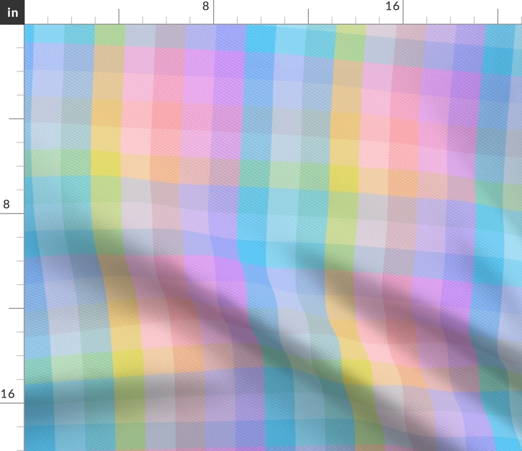 Rainbow Gingham check bright pink blue yellow purple checks by Jac Slade