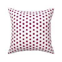 bohemian burgundy red crooked dots on white - dots fabric