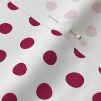 bohemian burgundy red crooked dots on white - dots fabric