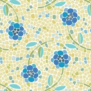 ditsy mosaic floral on yellow
