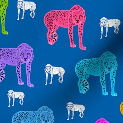 Rainbow Cheetahs! - ocean blue, medium 