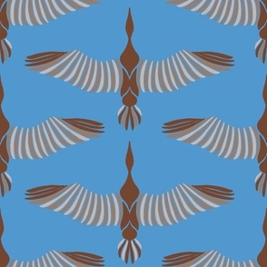 Abstract Brown Birds on Blue