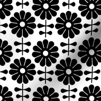 Pattern 0109 - black art deco flowers