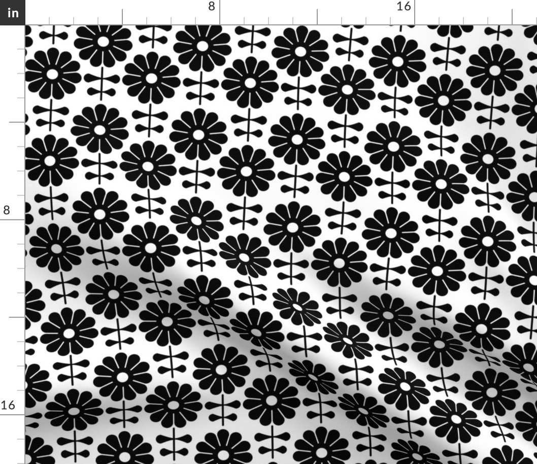 Pattern 0109 - black art deco flowers
