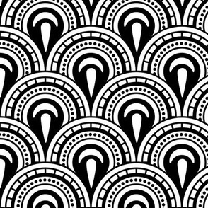 Pattern 0114 - black and white art deco flowers