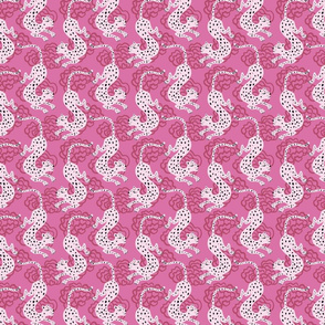 whimsical leopards with clouds/pink/medium