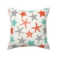 Starfish - coral turquoise grey