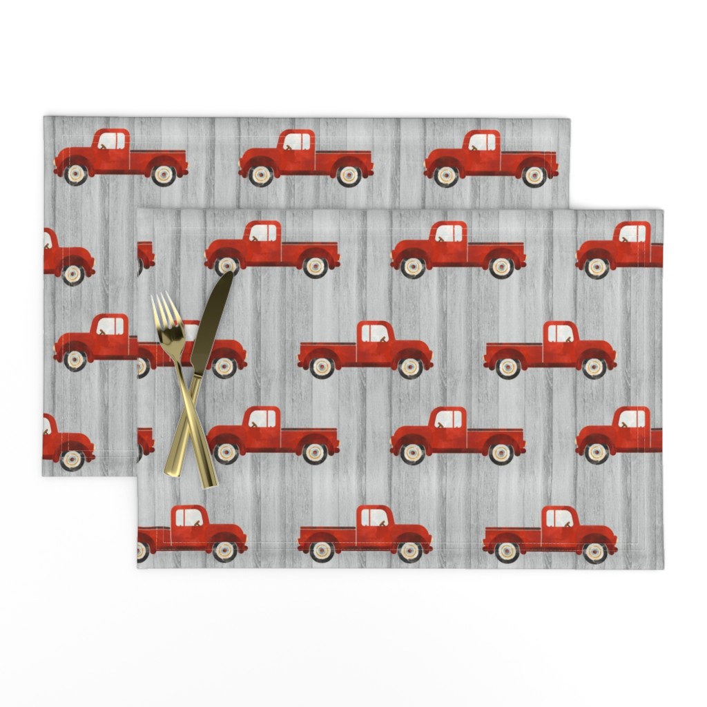 Large Scale Red Farm Truck on Grey Barn Wood