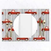 Large Scale Red Farm Truck on Grey Barn Wood