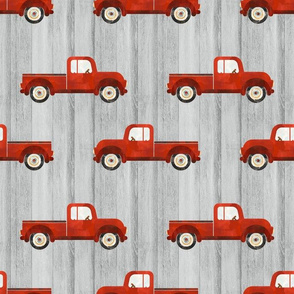 Large Scale Red Farm Truck on Grey Barn Wood