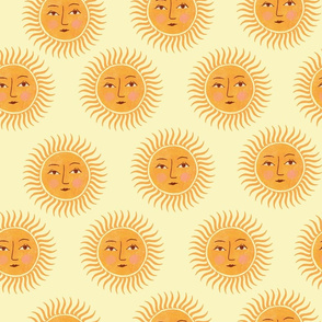 Sun faces on yellow