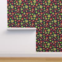 Large Scale Red Farm Truck Apples Sunflowers on Navy