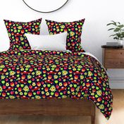 Large Scale Red Farm Truck Apples Sunflowers on Navy