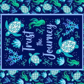 Large Panel for 54" Wide Full Yard Minky Throw Blanket or Fabric Wall Art - Trust the Journey Sea Turtles