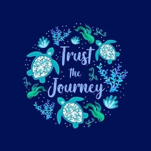 Trust the Journey Sea Turtles 6" Circle Printed Panel for Embroidery Hoop Wall Art or Quilt Squareea Turtles