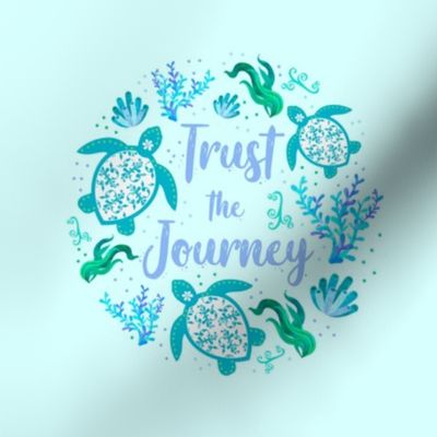 Trust the Journey Sea Turtles 6" Circle Printed Panel for Embroidery Hoop Wall Art or Quilt Square