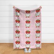 Pillow Sham Front Fat Quarter Size Makes 18x18 Cushion Home Sweet Home Strawberry Gnome on Pink Gingham